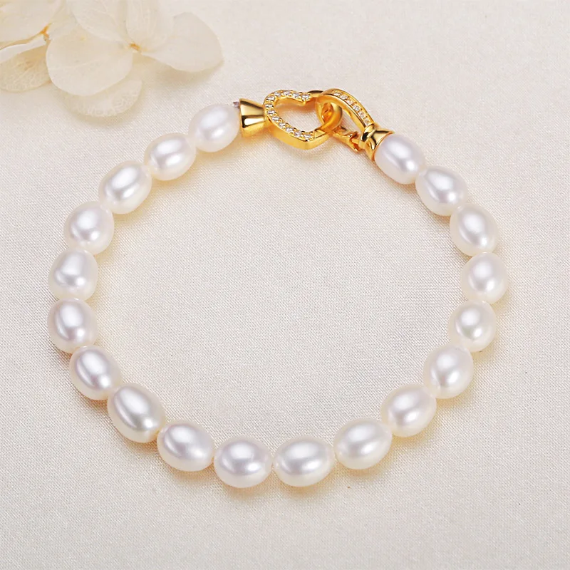 ywyc-7-8mm-rice-shape-natural-freshwater-pearl-bracelet-for-women-heart-buckle-18cm-length-pearl-bracelet-jewelry-gift
