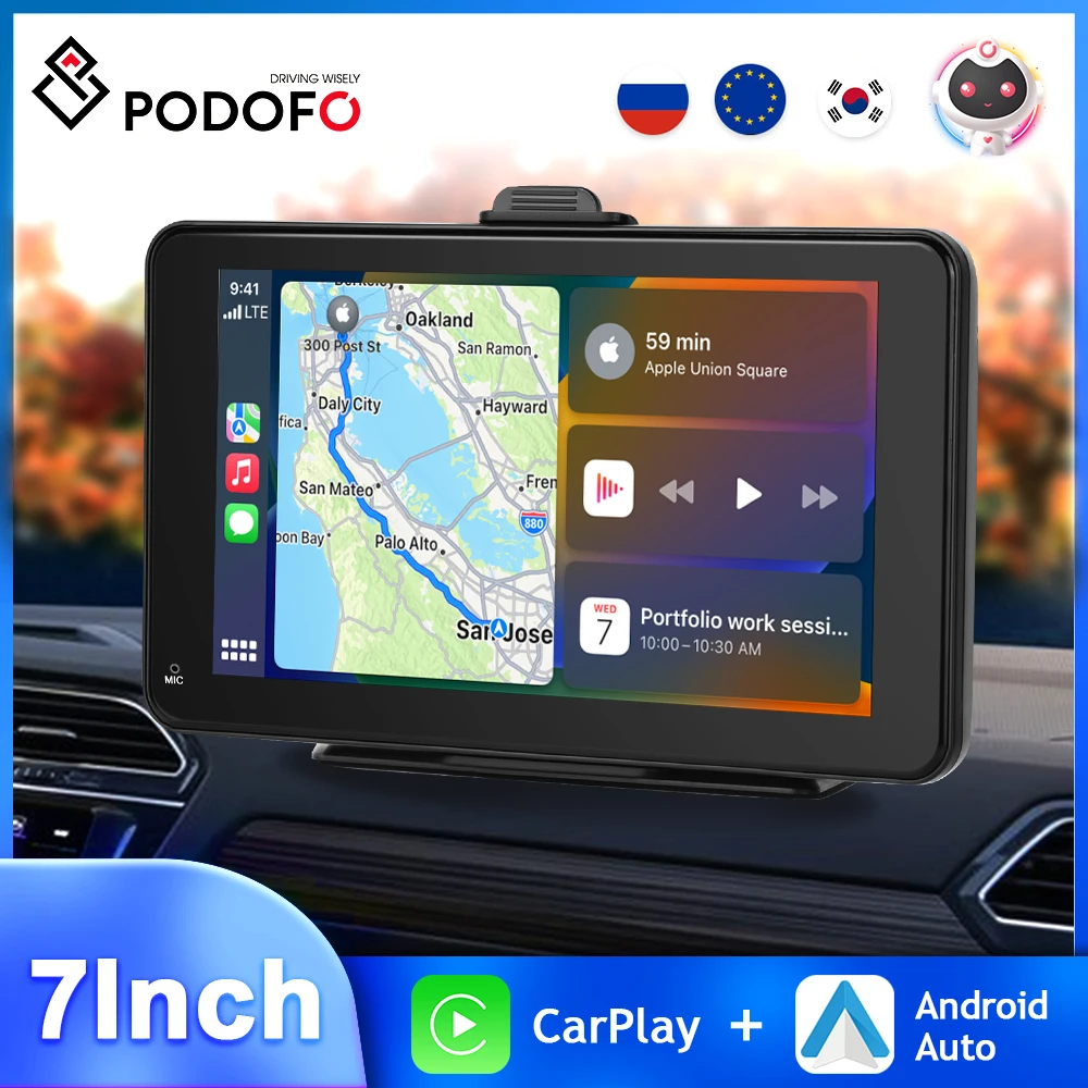 

Podofo 7inch Car Radio Carplay Multimedia Video Player Navigation Stereo Wireless Android Auto MP5 Radio Bluetooth Voice Control