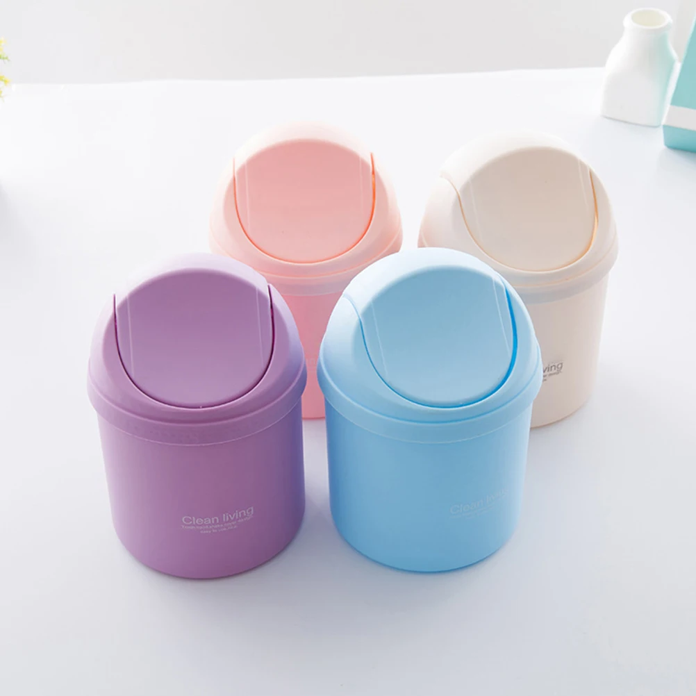 

Mini Dustbins Garbage Box Clean Beige Lid Waste Container Car Home Office Tissue Ashtray Cup Coins PP Environmental