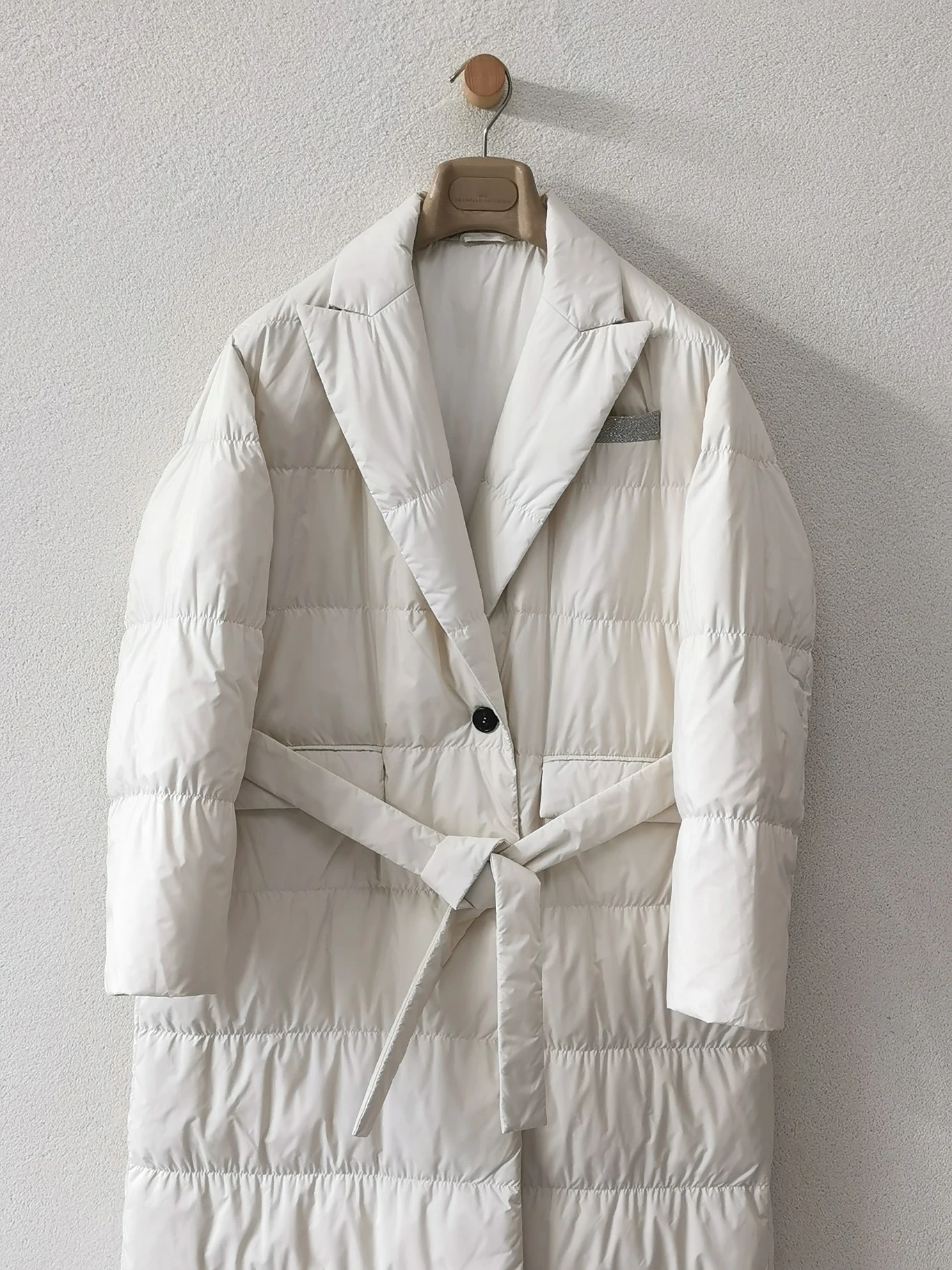 Women\'s White Goose Down Jacket, Lapel Tie, Mid-Length, Lightweight, Female Clothing, High Quality, New, Winter, 2023