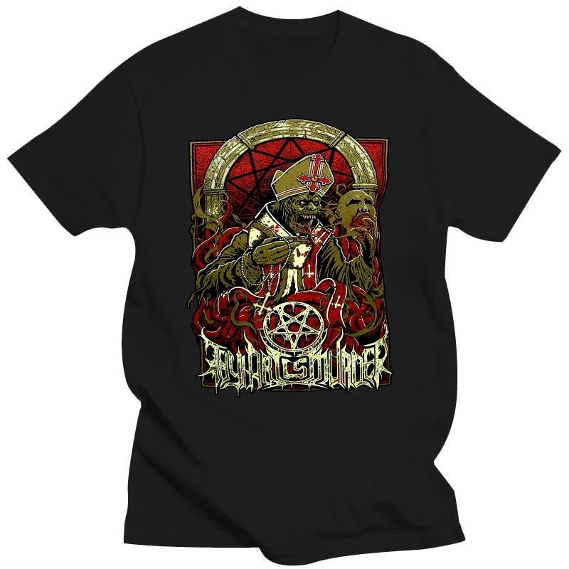 Authentic THY ART IS MURDER Band Evil Pope T-Shirt S M L XL 2XL 3XL NEWLoose Black Men T shirts Homme Tees