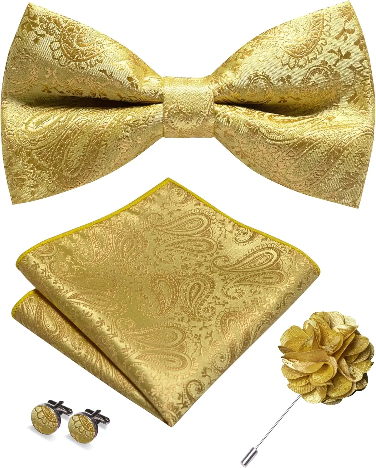 

Men's Paisley Bow Tie & Pocket Square Set 4PCS Business Casual