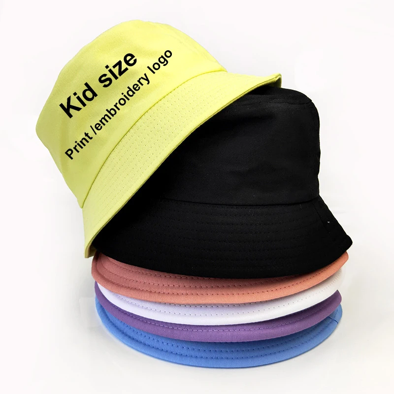 embroidery Kids bucket hats Custom fisherman cap outdoor Basin caps Panama gorros cotton boy girlssun hat