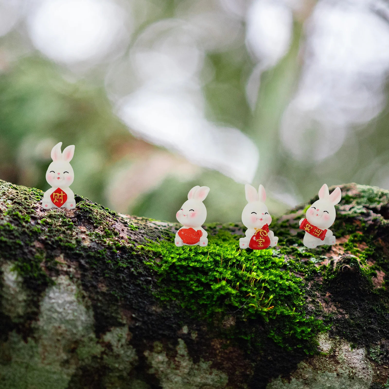 

6 Pcs Decor Figurines Resin Small Bunny Decor nament Micro naments Yard Bunny Miniature Figurines Statues