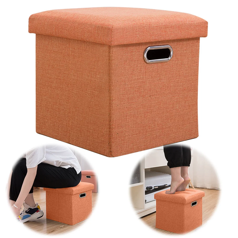 

Folding Storage Ottoman Cube Chest Seat with Sponge Lid 11.81x11.81x11.81inch Foot Rest Storage Footrest for Living Room Bedroom