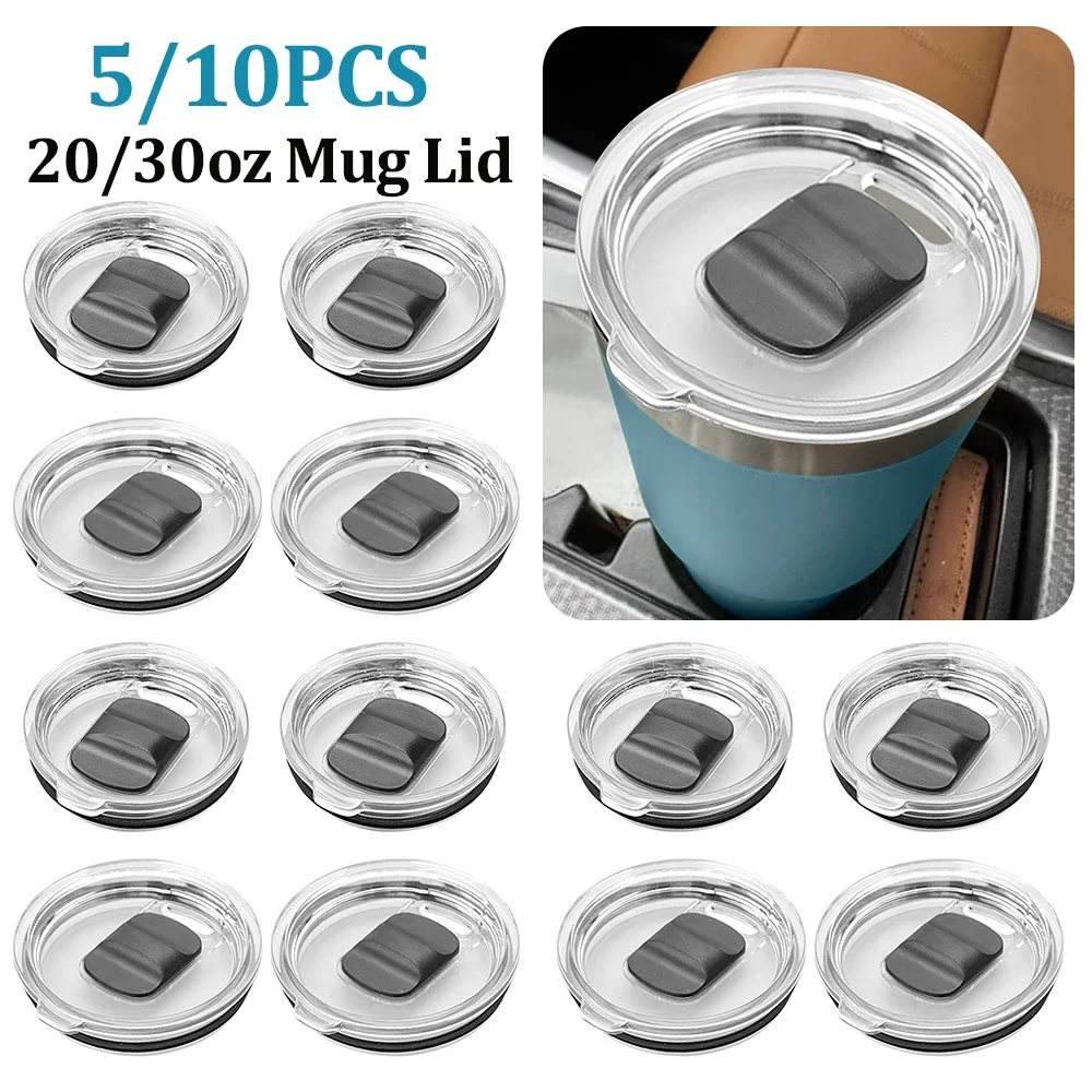 

5/10PCS Clear Spill Proof Tumbler Cover with Slider Switch Coffee Mugs Lid Water Cup Lid for Ye-ti 20/30oz Tumbler