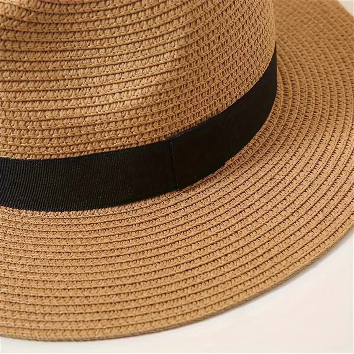 Classic Unisex Straw Hat Solid Color British Style Panama Hats BreathableSun Hats Outdoor Travel Beach Hat For Women Men