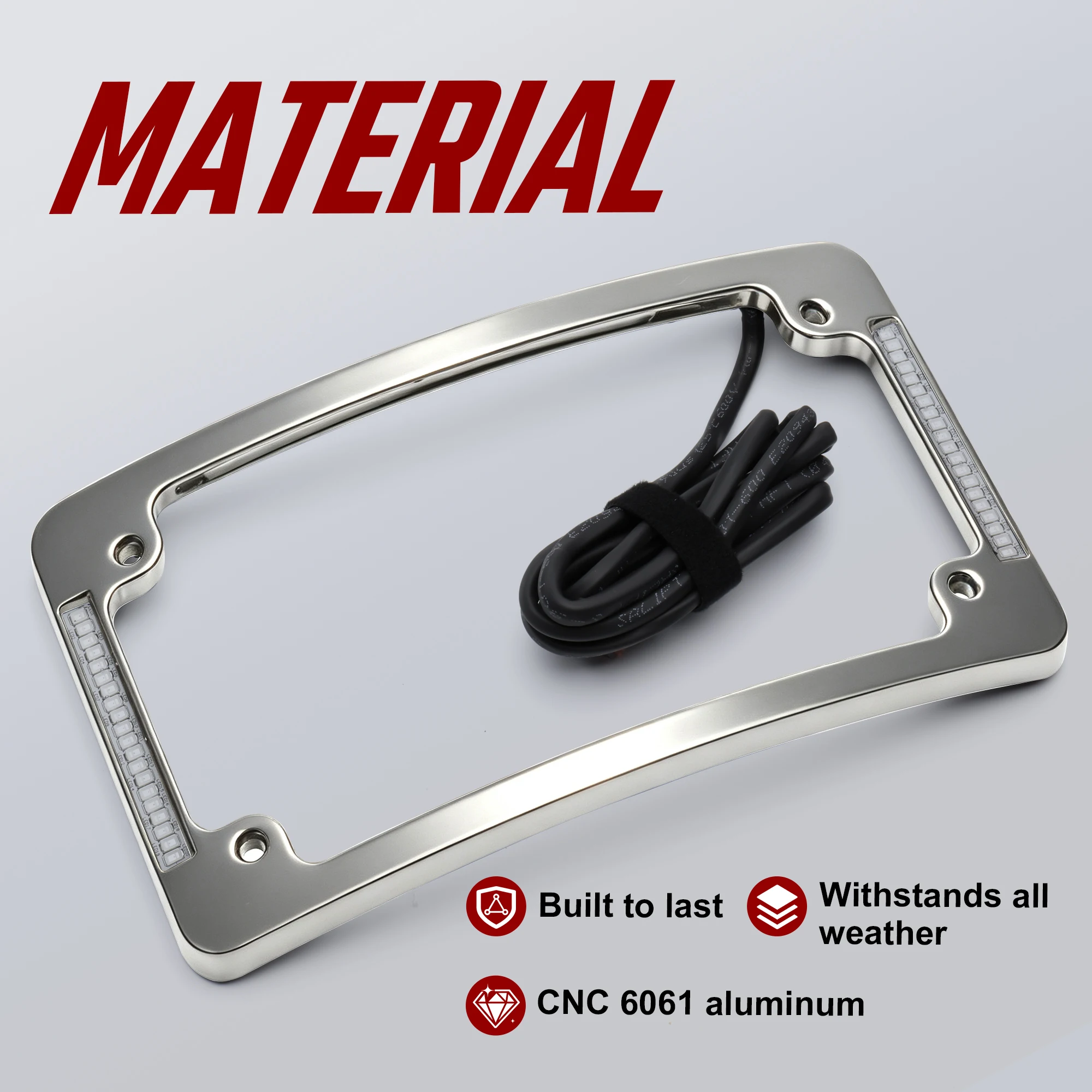 Chrome/Black License Plate Frame LED Light Turn Signal for Harley Road Glide & Street Glide & Road King 2015-2023 Number Plate 3
