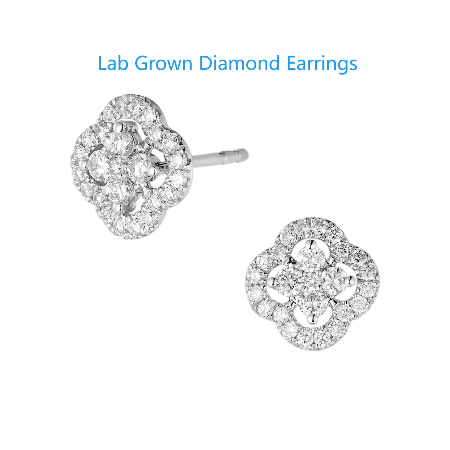 

Platinum 950 Round Stone 0.4ctw HPHT Lab Grown Diamond DEF VS-VVS Stud Earrings Flower Shape Push Back Earrings For Girls