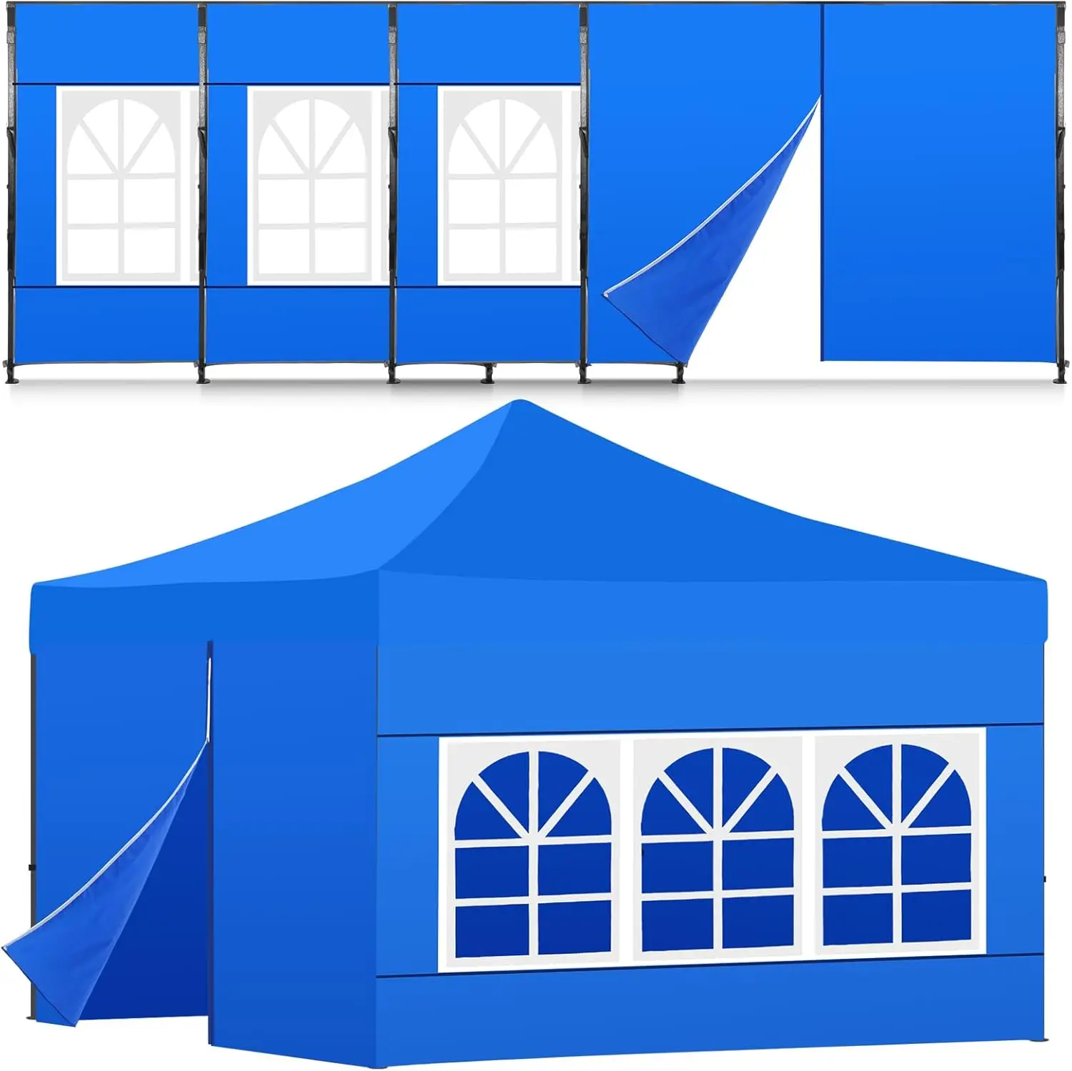 4 Pcs Canopy Sidewalls for 10x10 Canopy Frame Including 3 Pcs Sidewall with Window and 1 PC Canopy Door with Central Zipper f