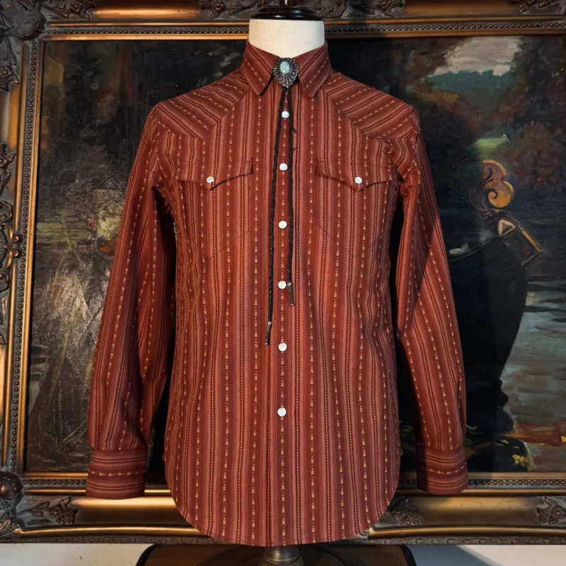 

Amekaji Style Wear Casual Retro American Vertical Striped Men's and Women's Shirts Cotton Long Sleeve Shirt