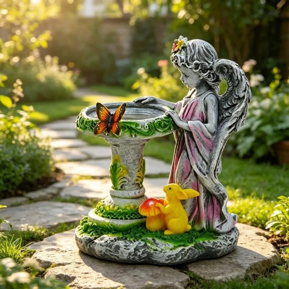 Solar Angel Light Resin Garden Decor Outdoor Prayer Figure Lamp for Yard Patio Sustainable Energy Efficient Lighting
