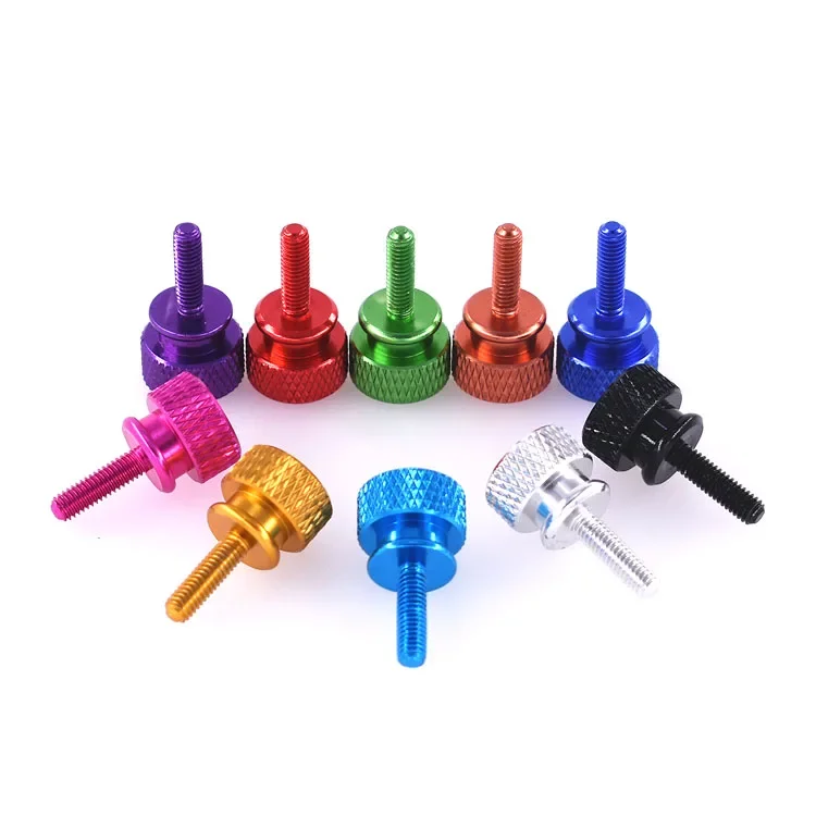 2PCS Colorful Aluminum Thumb Screws Computer Case Bolts M4 M5 M6 Knurl High Step Head Hand Tighten Thumb Screws