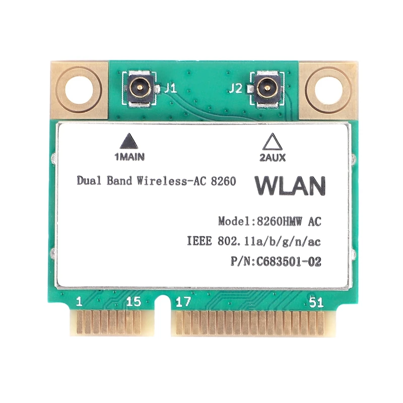 

1200Mbps Network Card 8260Hmw Ac 2.4G+5G Mini Pci-E Card 4.2 Bluetooth Wifi Card 802.11Ac 867Mbps For Laptop/Computers