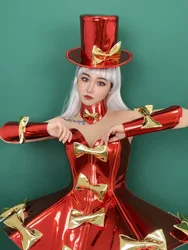 Bar Nightclub Singer Dance Christmas Costume Bow Dress Hat Cuff Neck Set Stage Birthday Party Amusement Park Tour Armor Outfits