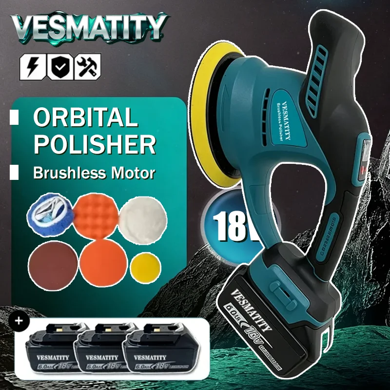 Professional grade cordless polisher with brushless motor for auto waxing sealing sanding and glazing for 18V 20V battery