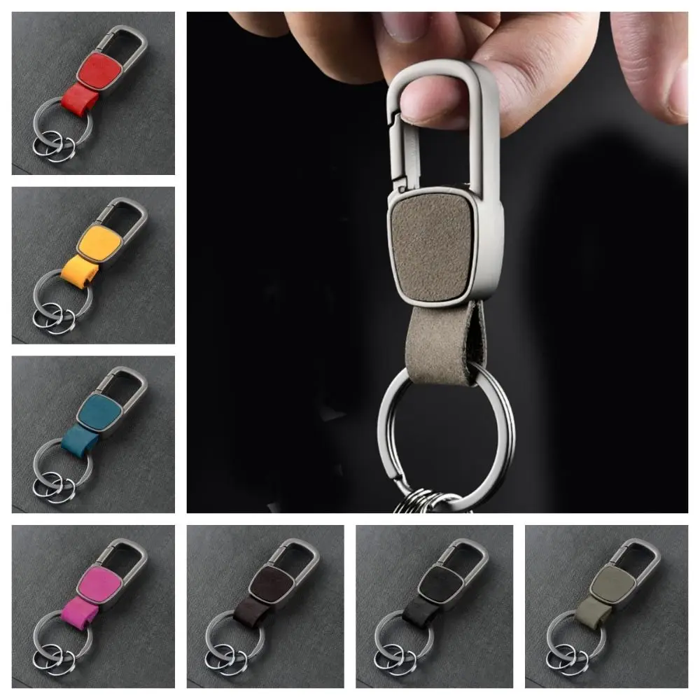 

Simple Leather Keychains Buckle Fashion Metal Carabiner Holder Waist Hanging Key Chain Car Trinket Keyring Pendant Men Gift