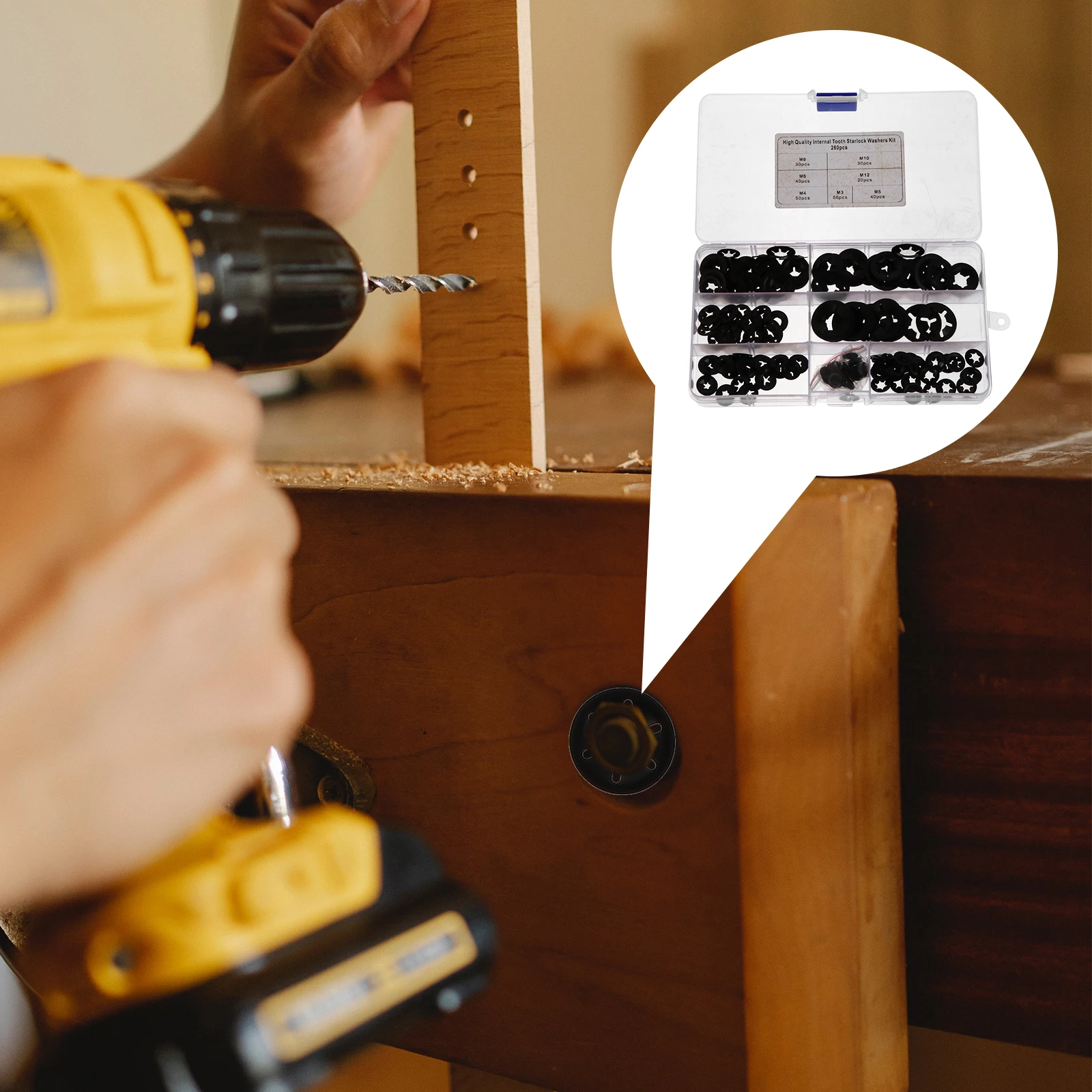 

260pcs Plum-Blossom Shaped Retaining Clips Manganese Steel Locking Washers Snap Rings Washer Assortment Retaining Clamps Storage