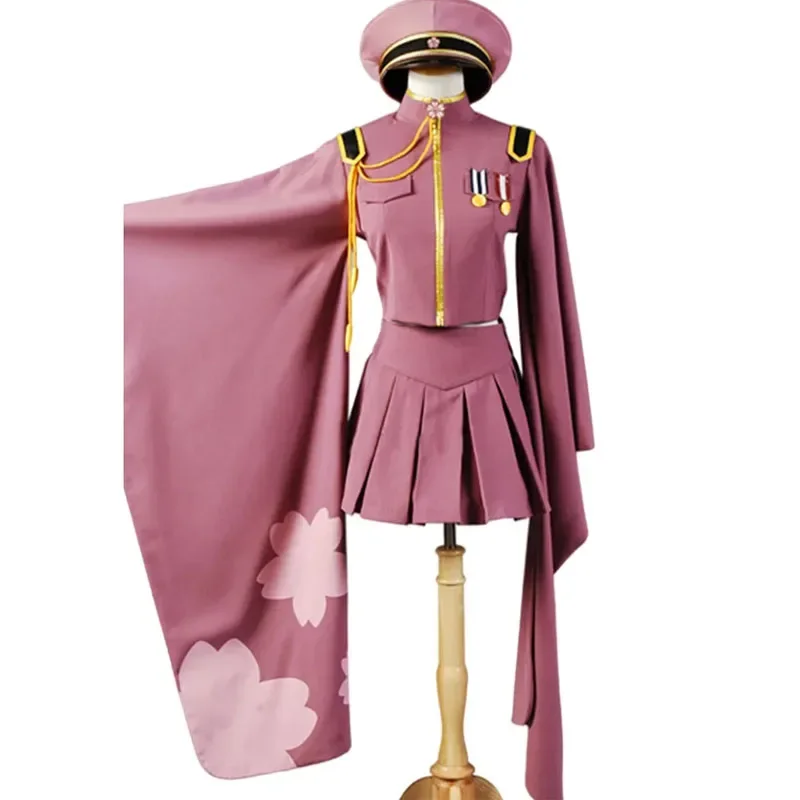 Thousand Cherry Trees Blossoms Senbonzakura Miku Kimono Uniform Outfit Halloween Clothes For Girls Military Uniform With Hat