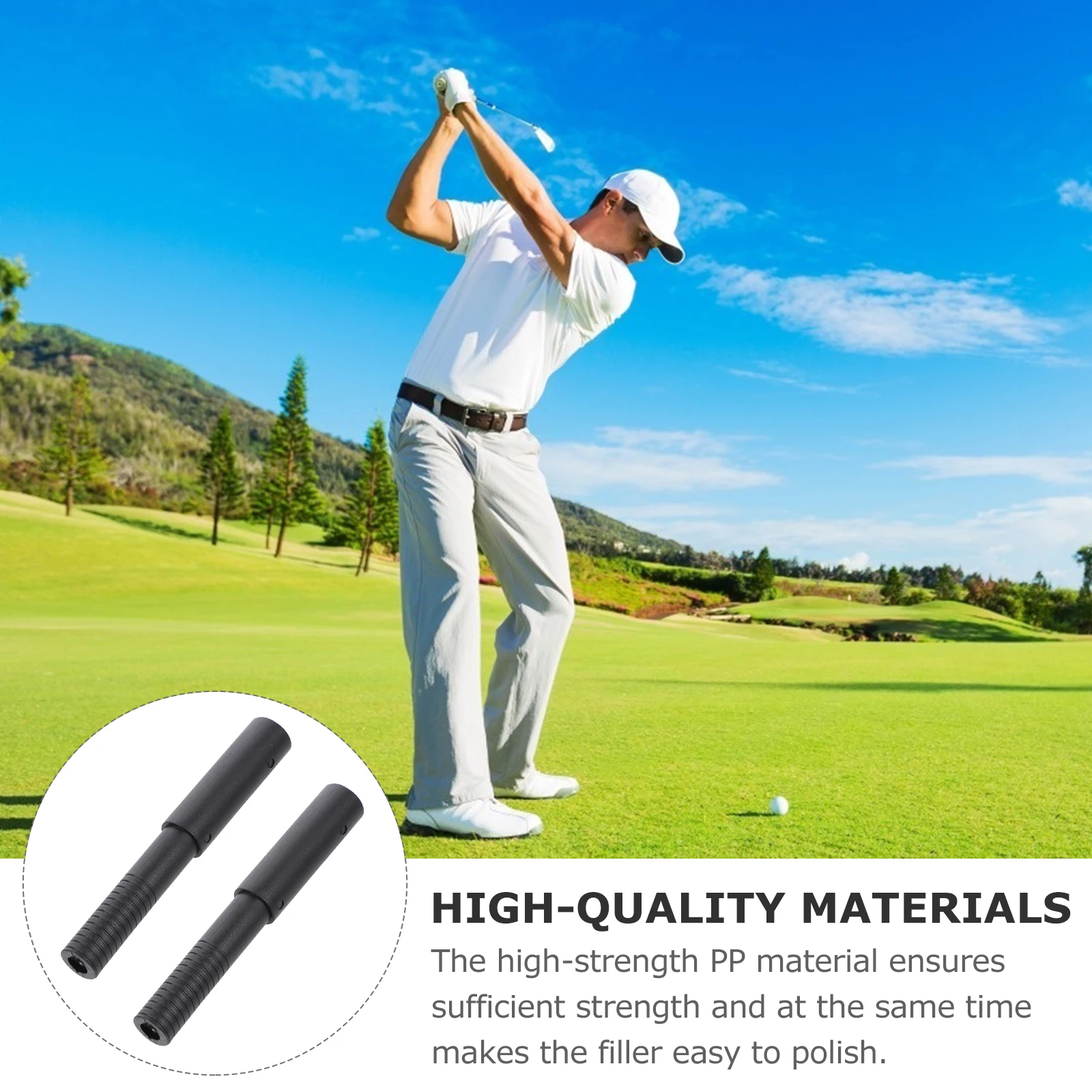 

2 pcs Golf Club Extension Rods Shaft Extenders Lightweight Durable Pp Material Sandable For Shafts Accessories Grip