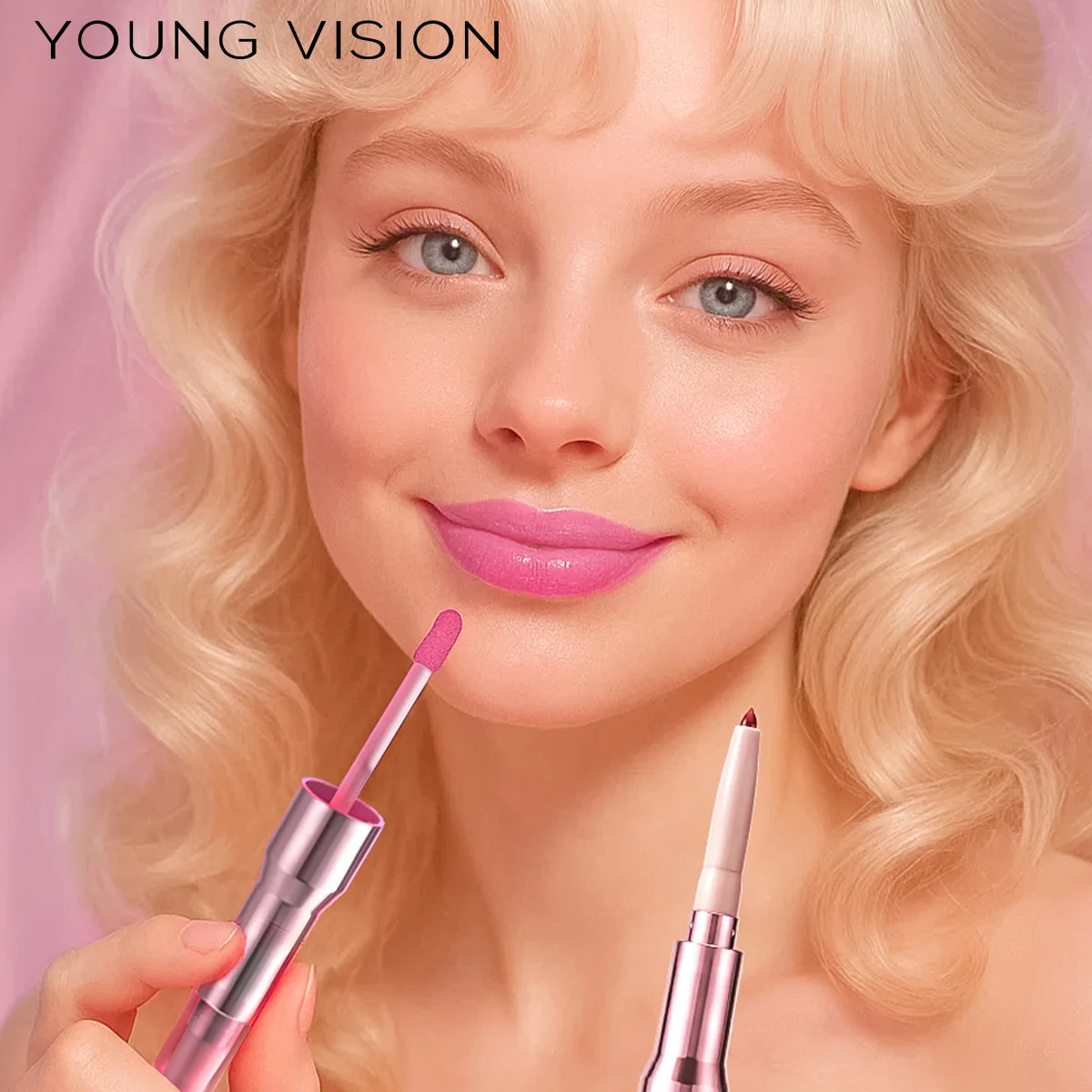 6-kleuren lipliner met twee uiteinden + Lipgloss spiegel hydraterende gradiënt Lip Tint, Matte Finish, Velvet Liquid Lipstick