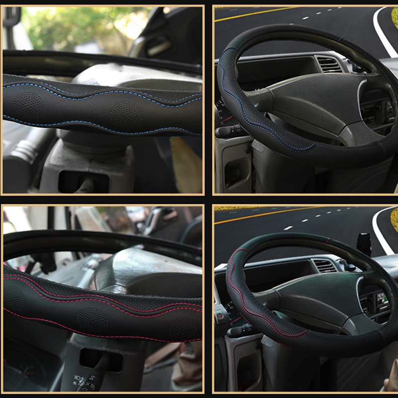 Car Steering Wheel Cover For 36 38 40 42 45 47 50 CM Big Truck Bus Van Volant Lorry Artificial Leather Non-slip Auto Protector