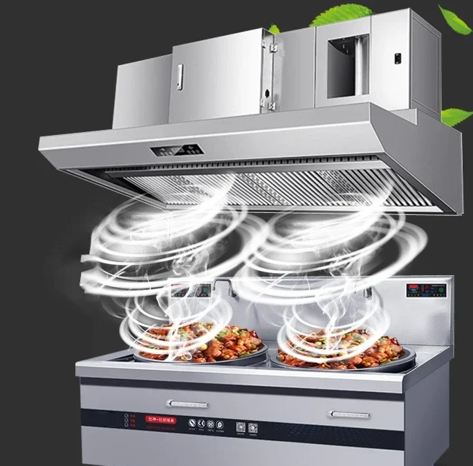 Commercial High-suction Range Hood Kitchen Environmentally Friendly Low-emission Stainless Steel Range Hood 1600*1300*995(mm)