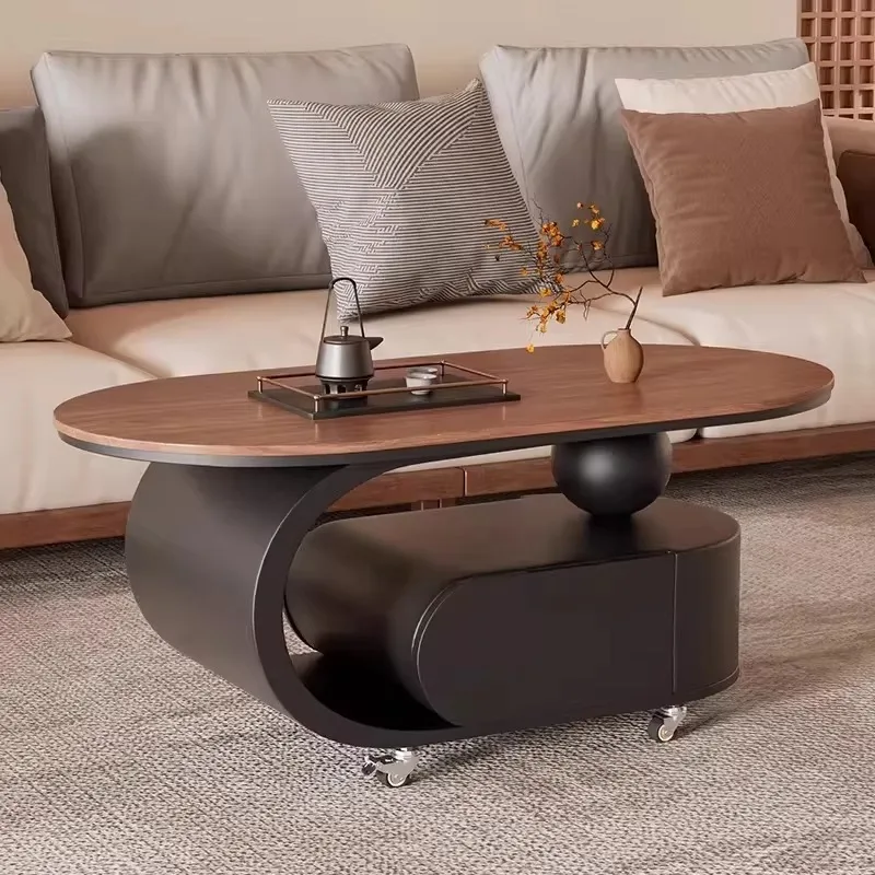 Italian Storage Coffee Table Black Extendable Luxury Minimalist Center Table Poker Nesting Tavolino Salotto Furniture Home