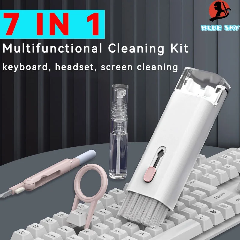 【Blue Sky】7-in-1 cleaning tools keyboard brush headphones computer screen cleaner multi-functional dust removal brush cleaning k