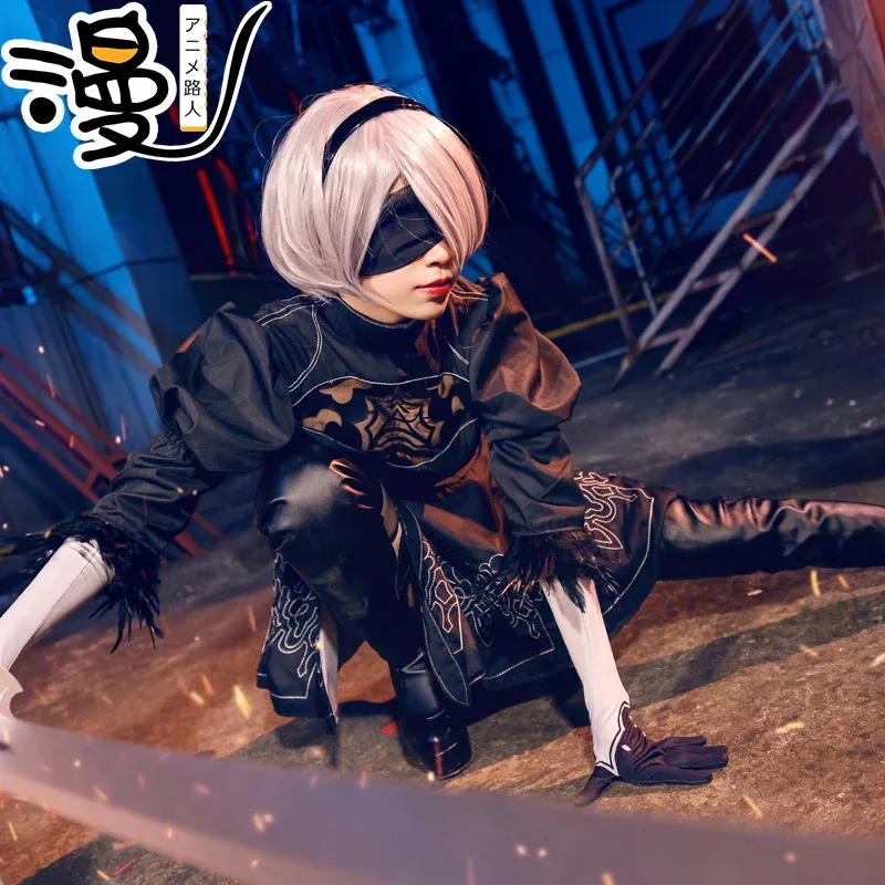 lili 123Miccostumes Women's No 2 Type B 2B Cosplay Costume Leotard Skirt With Hairband Leggings