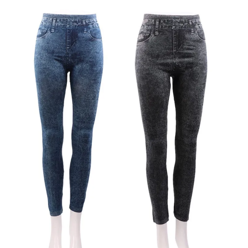 2023 New Sexy Womens Denim Snowflake Skinny Stretch Pants Fashion Soft Tights Leggings Black and Blue Woman jeans