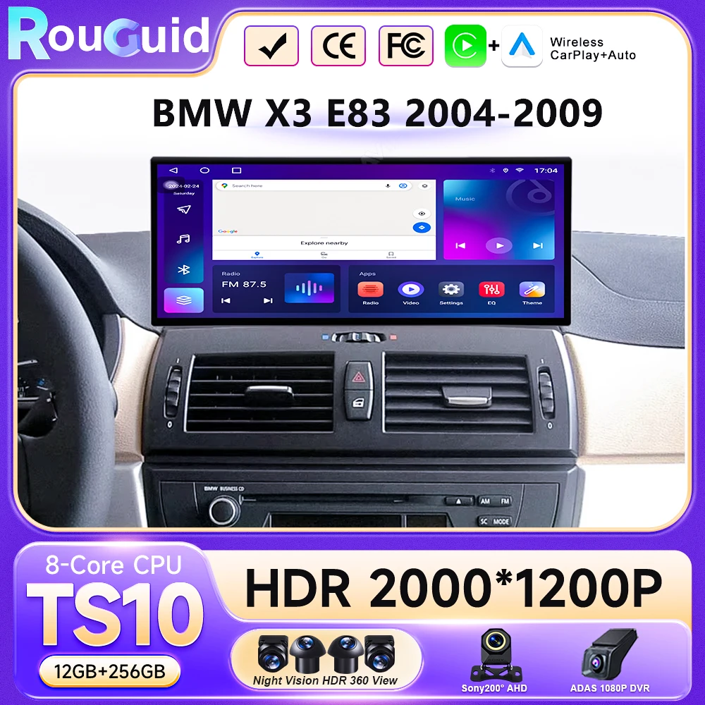 

12.3 Inch Android 16 For BMW X3 E83 2004 - 2009 Car Wireless Carplay Android Auto Radio Car Dash Cam Multimedia Player GPS DVD