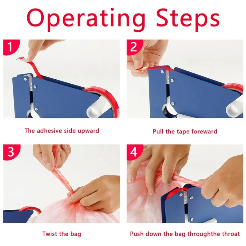 

【LAST CHANCE】Metal Bag Sealer Manual Bag Sealer Tape Dispenser With Trimmer Cutter Anti-Slip Plastic Bag Sealing Machine