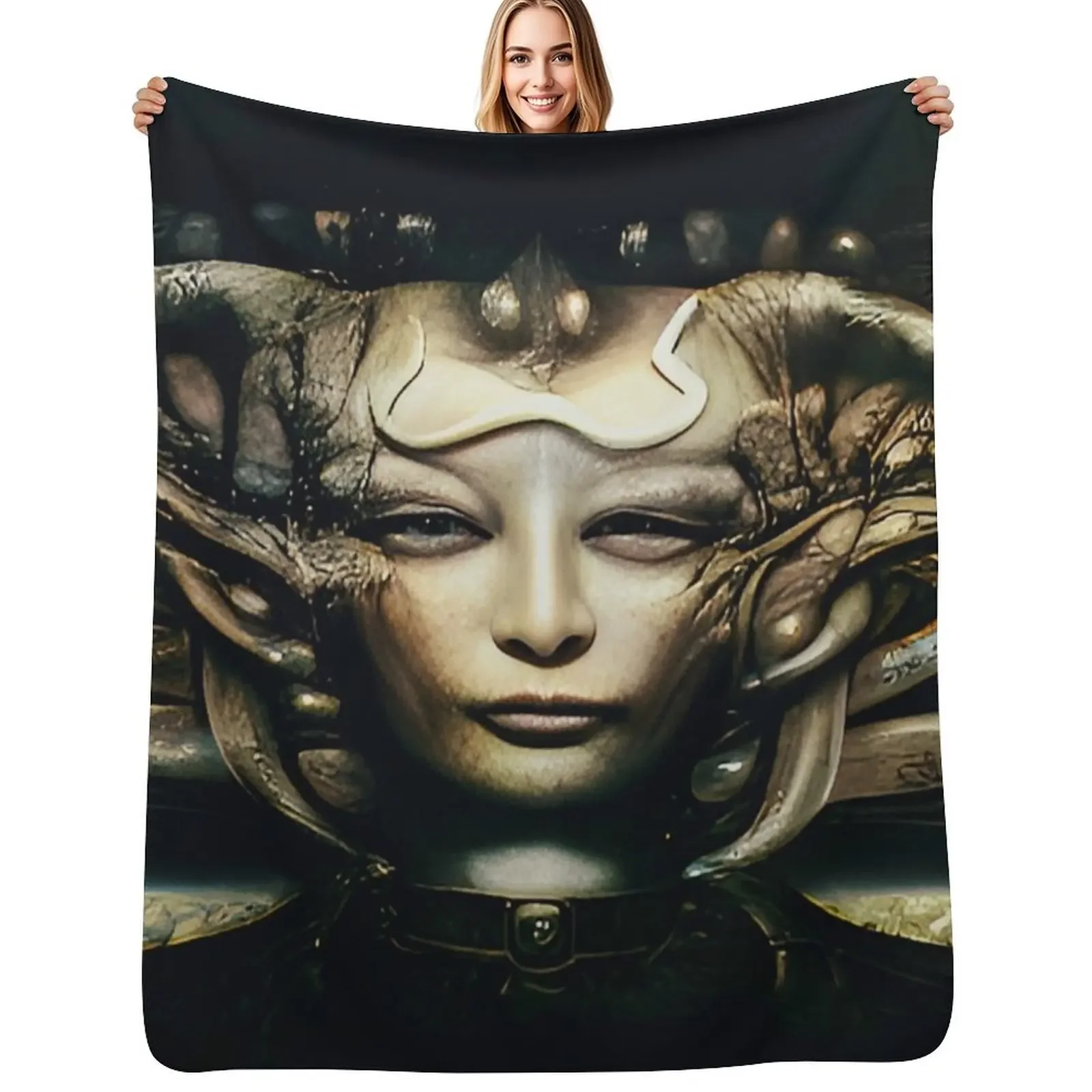 

HR Giger Xenomorph Woman Throw Blanket Camping Giant Sofa Bed Fashionable Heavy Blanket