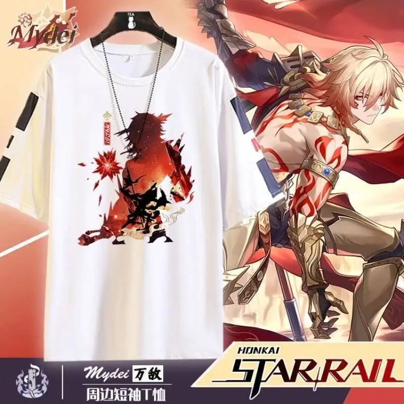 

Anime Game Honkai: Star Rail Cos Aglaea Hyacinthia Mydei Castorice Etc. Unisex 2025 Summer Simple Print Short T-Shirt Gift