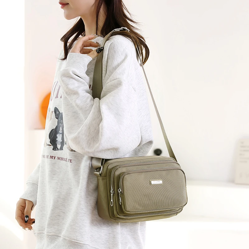 Women's Multi-pocket Nylon Crossbody Bag High Wear-Resistant Girls Shoulder Messenger Bag Handbag Female Fashion Tote Purse