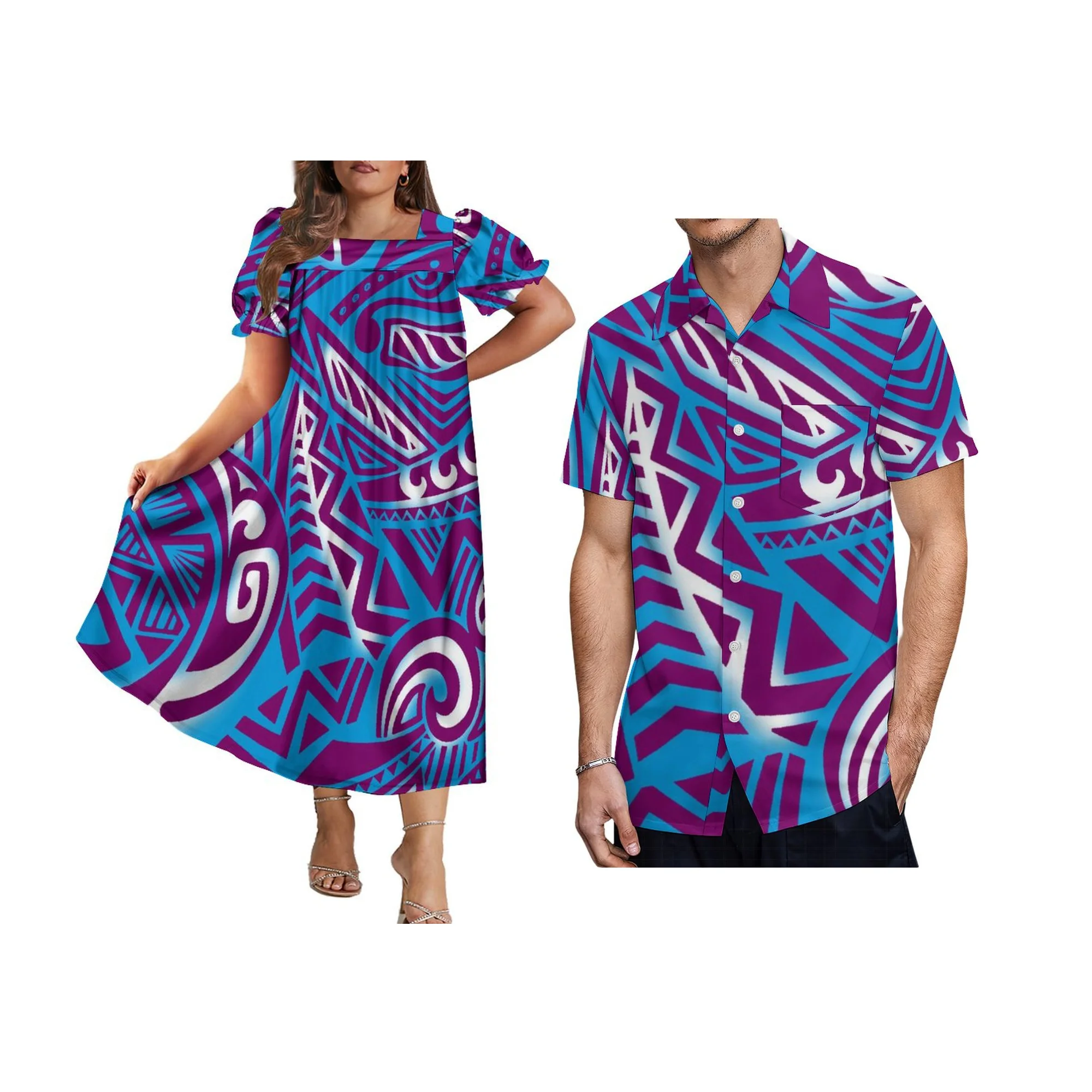 Hot Best Price Wholesale Customized Micronesian Mumu Hem Widened Dress Women Puffy Polynesian Casual Dress