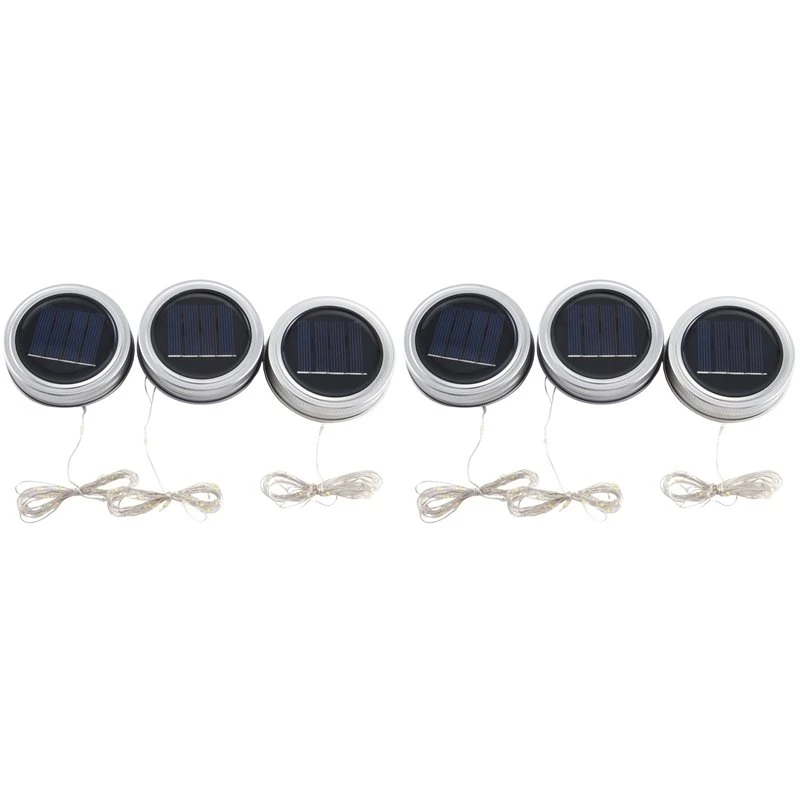 Smart Portable 6PCS Solar Decorative Light Lid Outdoor Waterproof Solar Power Glass Decorative Light Accessories Warm White