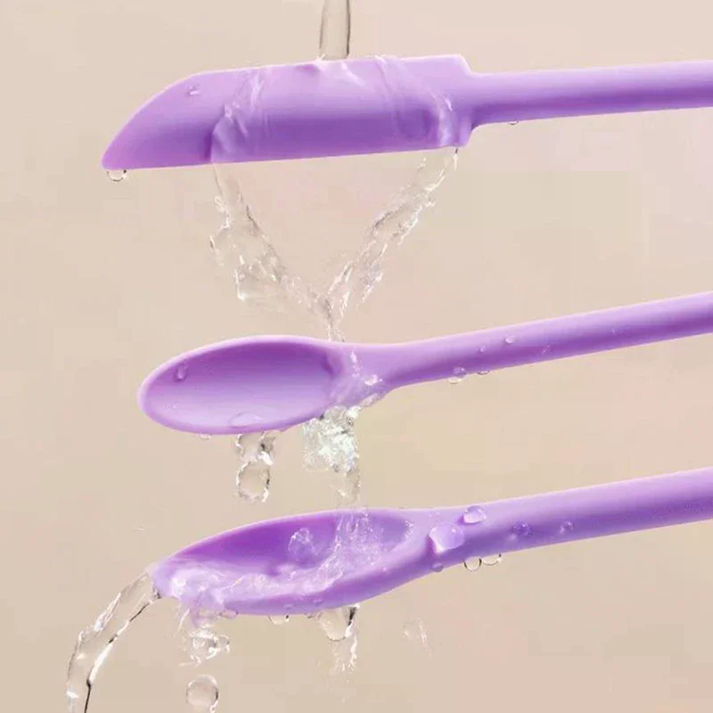 Juego de espátula de silicona, raspador de doble cabeza, crema cosmética para mermelada, botella profunda, Mini espátula, herramienta de maquillaje de Spa de punta pequeña alargada, 3 uds.