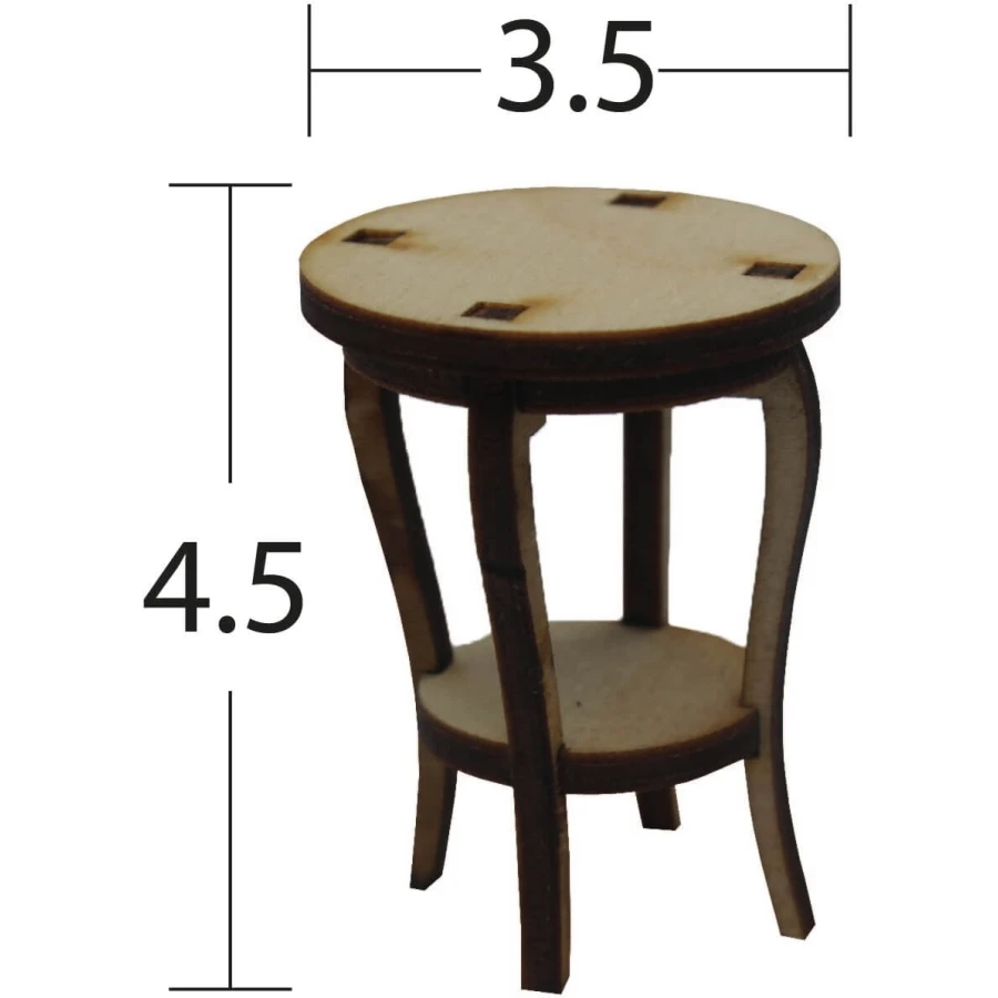 MN40 Miniature Round Coffee Table, Raw Wood Miniature