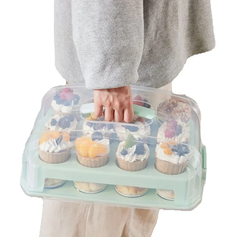 16 Standard Cupcake Carrier Cake Box Cupcakes Organizer Holder Muffin Durable Two Tier Stand Reusable Baking Tools Food Packing