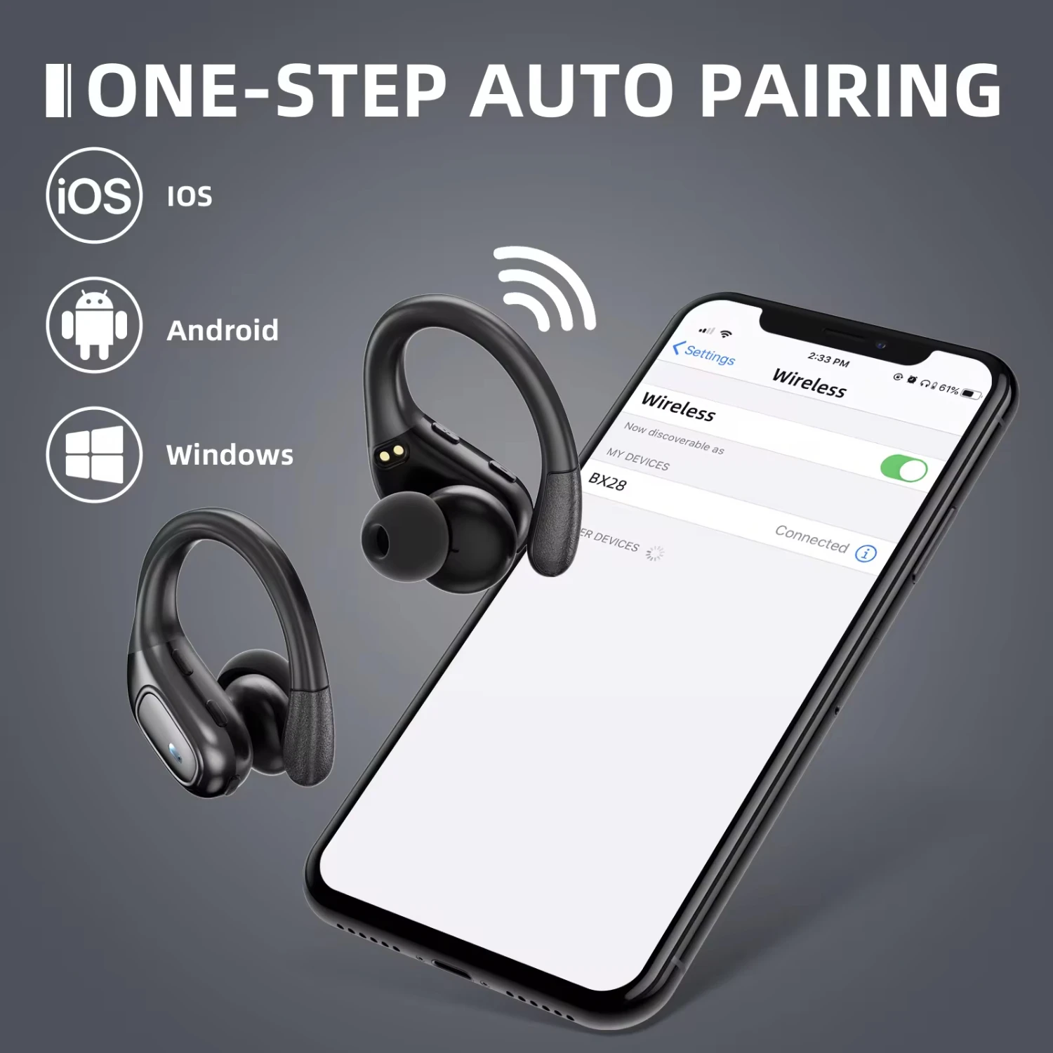 

Wireless Earbuds Gym Running, Wireless Earphones Sports Earphones With Digital Display, Built-in Mic Headset Sports Earb