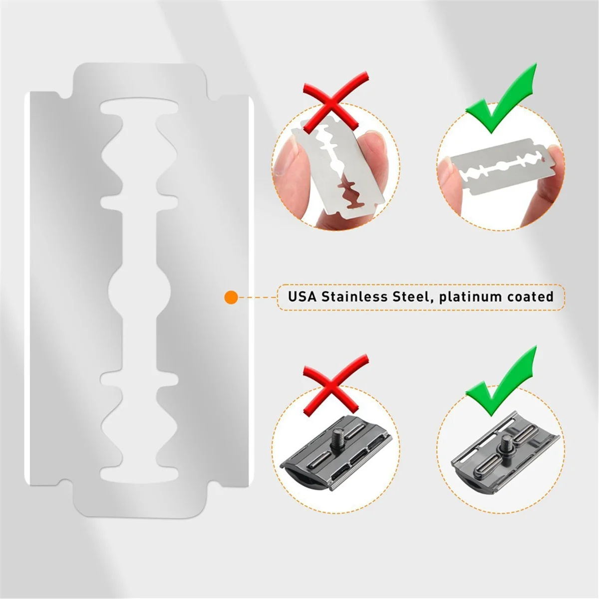 Durable Replaceable Reusable Safety Razors with Stainless Steel Double-Sided Blade,D image 2