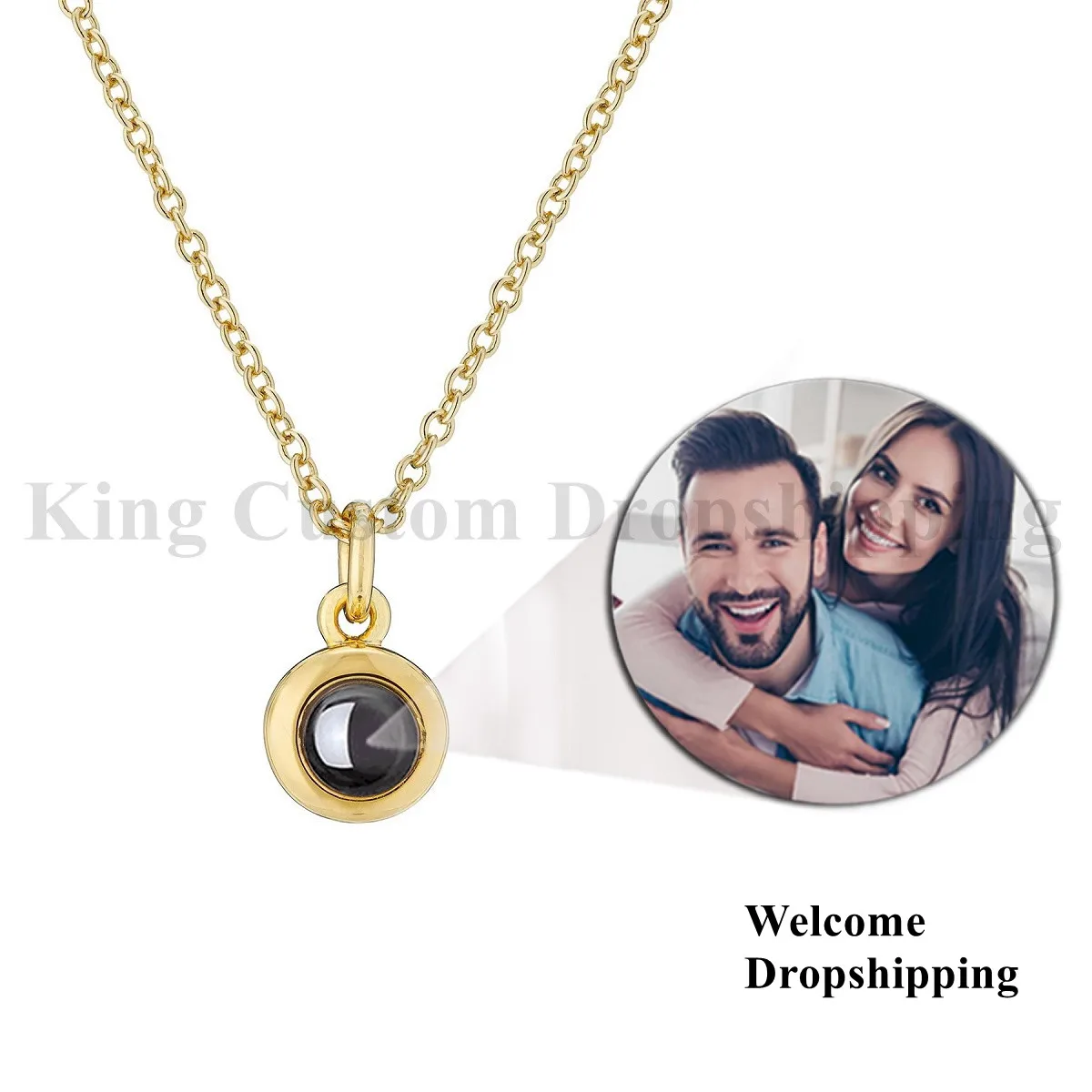 Custom Circle Necklace Photo Projection Pendant Exquisite and Colorfast Holiday Wedding Mother's Day  Gifts are Worth Collecting - view 2