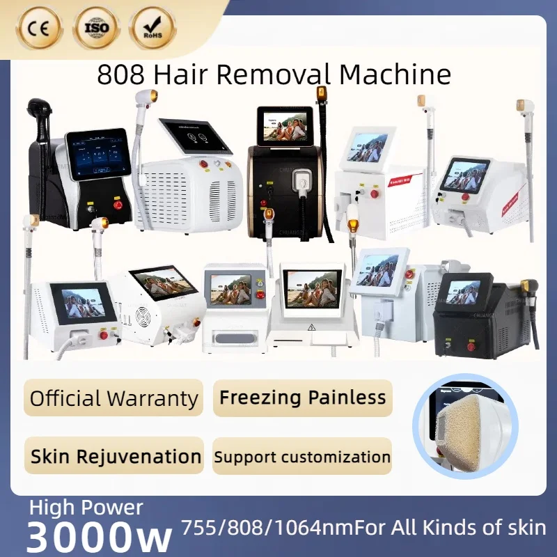 

808NM Diode Laser Hair Removal Machine 3 Wavelength Ice Titanium Permanent Painless Hair Removal Machine Factory Direct Sales