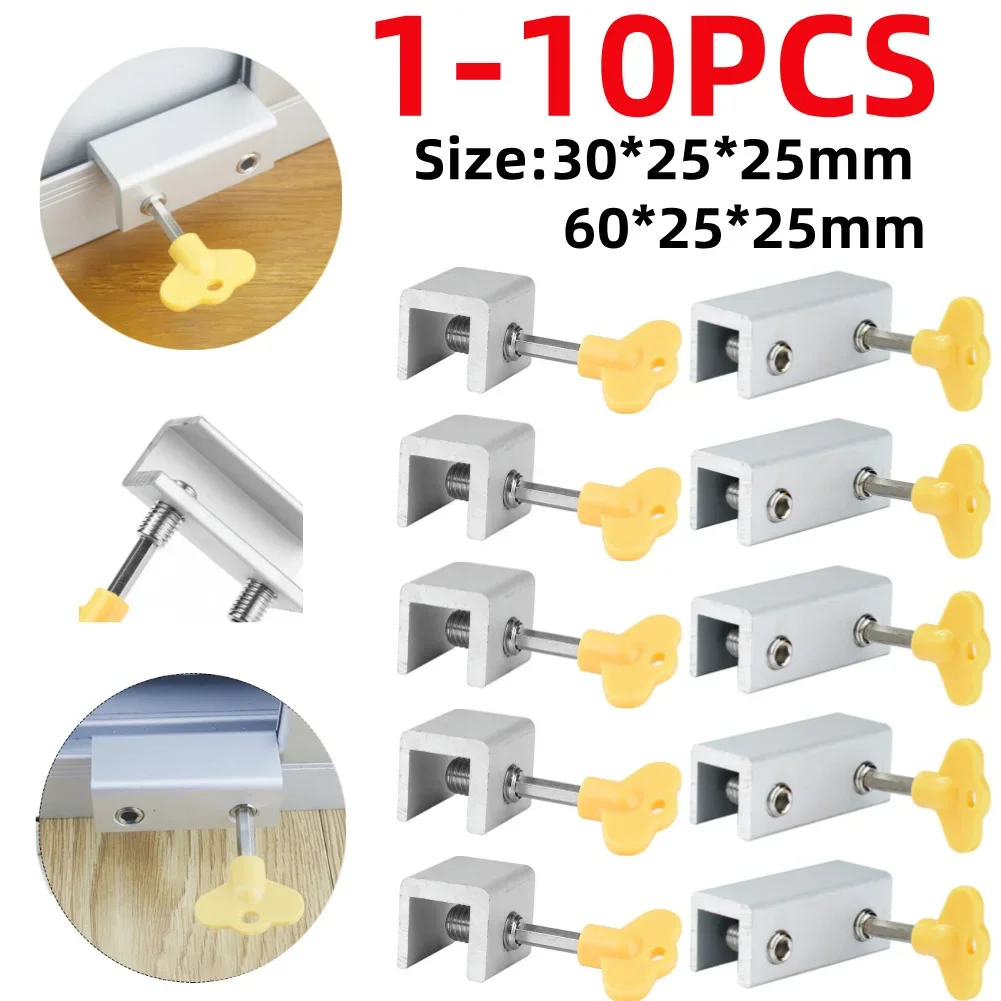 1-10Pcs Aluminum Alloy Window Security Lock Limit Sliding Door Windows Restrictor Child Safety Anti-theft Household Improvement