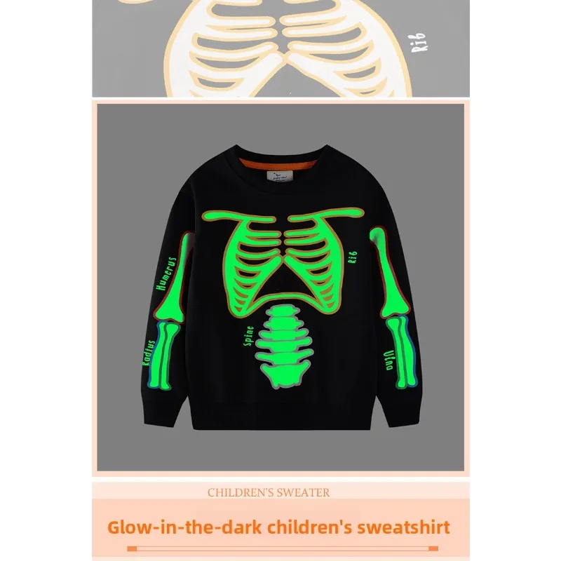 توهج الظلام هالوين هوديي جاك يا فانوس طباعة البلوز مضيئة محبوك القطن البلوز الخريف الملابس ملابس الحفلات زي #2