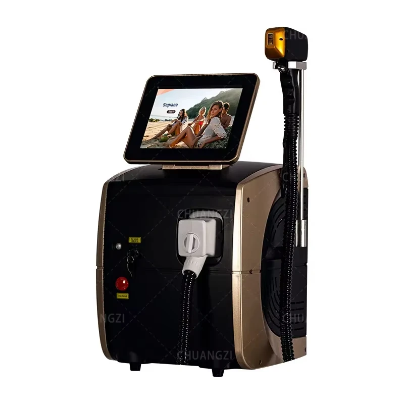 Professionele Diode Ice Titanium Laser Ontharing Machine Draagbare 808 755 1064 Alexandrite Apparaat 3 Golven Permanente Verwijdering