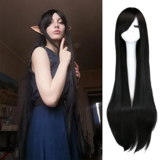 100cm Long Straight Cosplay Wigs Heat Resistant Synthetic Hair Full Bangs Synthetic Hair Wigs Costume Party