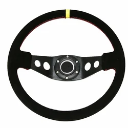 Car Modification Racing Car Frosted Suede Velvet Steering Wheel 14 Inch 350MM Large Deep Concave Steering Wheel Universal